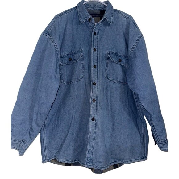 Vintage World Island Mens Denim Flannel Lined Shacket Chore Jacket Sz XL Blue - Picture 1 of 8
